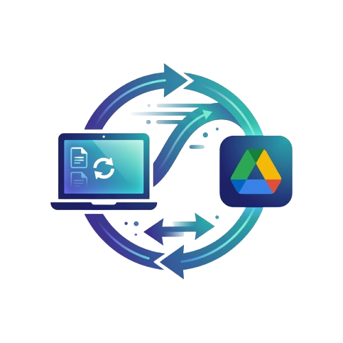 e-Factura Downloader Hero - Laptop and Google Drive Icon
